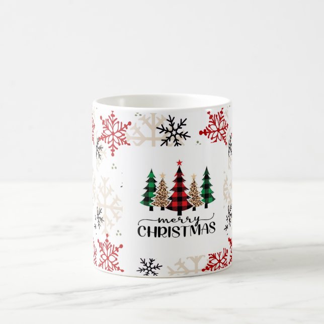 Rustic Plaid Christmas Trees Mug Kaffeetasse (Mittel)