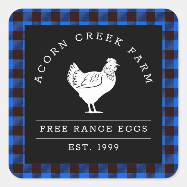 Rustic Plaid Family Farm Étiquettes de poulet (Devant)