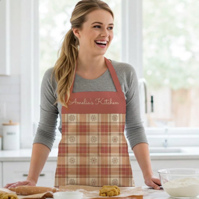 Rustic Plaid Pattern Terracotta Ivory Schürze (Von Creator hochgeladen)