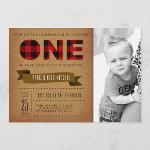 Rustic Plaid Premier Invitation de fête d'annivers