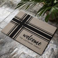 Rustic Plaid stripes Custom Family Welcome