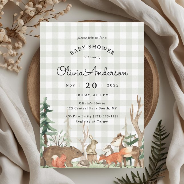 Rustic Plaid Winter Woodland Baby Shower Einladung (Von Creator hochgeladen)