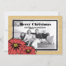 Rustic Poinsettia Carte Plat Photo Fête