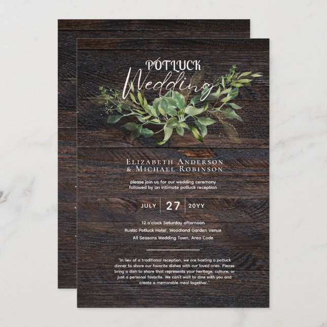 Rustic POTLUCK Wedding Template Guide (Vorne/Hinten)