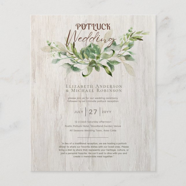 Rustic POTLUCK Wedding Template Guide Flyer (Vorne)