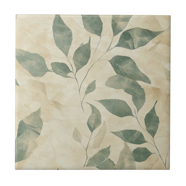 Rustic Pressed Leaves Pattern– Autumn Botanical 11 Fliese (Vorderseite)