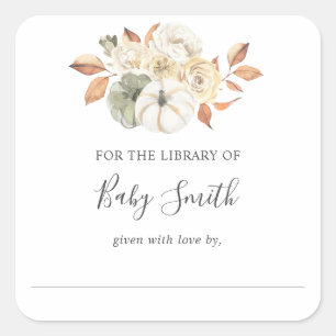 Rustic Pumpkin Baby Showbibliothek Buchzeichen Quadratischer Aufkleber