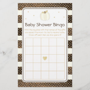 Rustic Pumpkin Baby Showdusche Bingo Game, Elfenbe Flyer