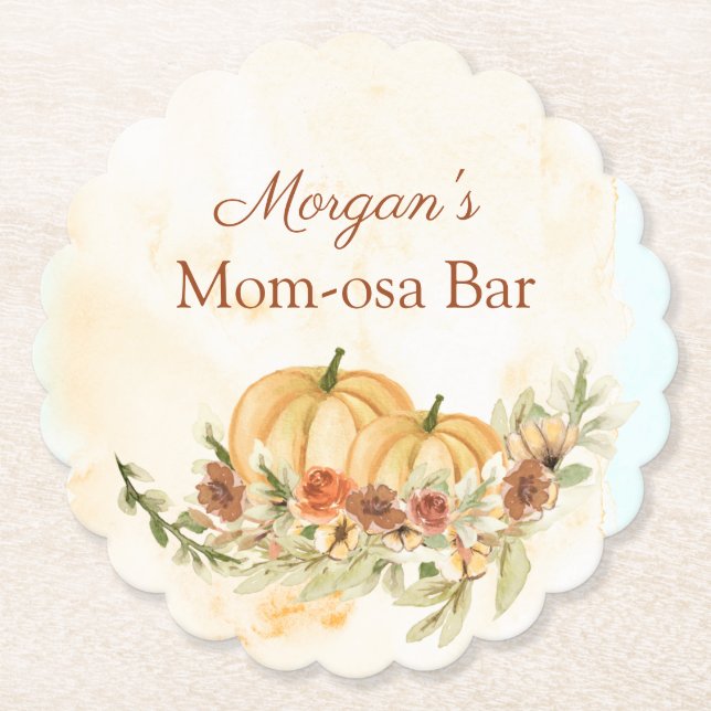 Rustic Pumpkin Baby Shower Mama-mosa Untersetzer (Vorderseite)