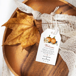 Rustic Pumpkin Botanischer Herbst Hochzeit Willkom Geschenkanhänger