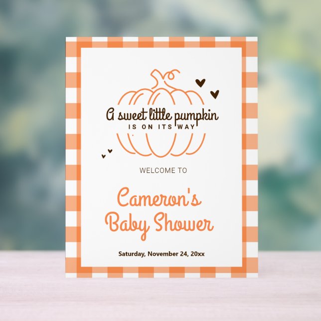 Rustic Pumpkin Boy and Girl Baby Dusche Willkommen Acrylschild (Neutral)