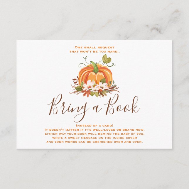 Rustic Pumpkin Bringen Sie ein Buch Herbst Herbst  Begleitkarte (Vorderseite)