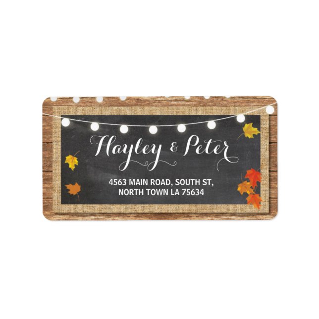 Rustic Pumpkin Chalk Address Light Labels Stickers Adressaufkleber (Vorne)