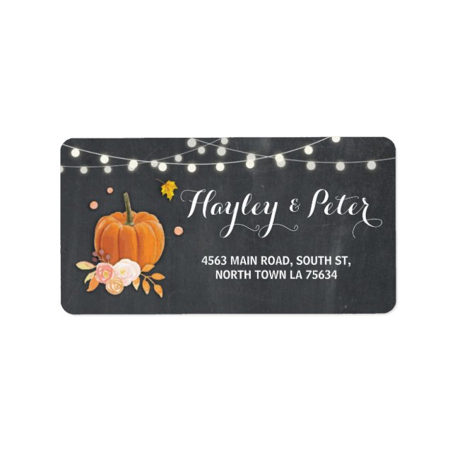 Rustic Pumpkin Chalk Address Light Labels Stickers Adressaufkleber (Vorne)