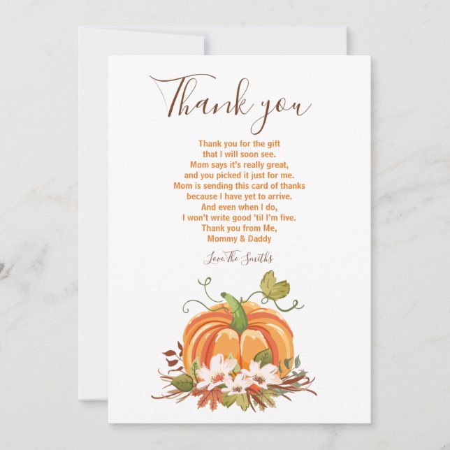 Rustic Pumpkin danke Rustic Fall Baby Dusche (Vorderseite)