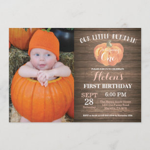 Rustic Pumpkin Erster Geburtstag Einladung
