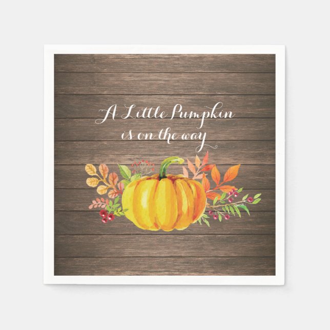 Rustic Pumpkin Fall Babydusche Napkin Serviette (Vorderseite)