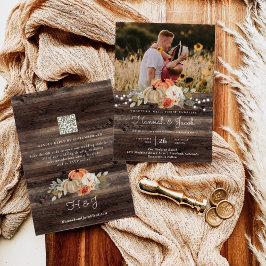 Rustic Pumpkin Fall Barn Wood Wedding QR Code Einladung