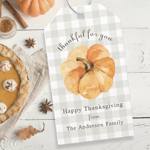 Rustic Pumpkin Fall Erntedank Danke für Sie Geschenkanhänger