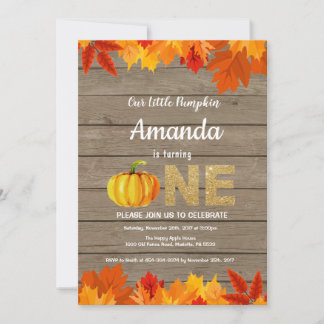 Rustic Pumpkin Fall Geburtstag Einladung Gold