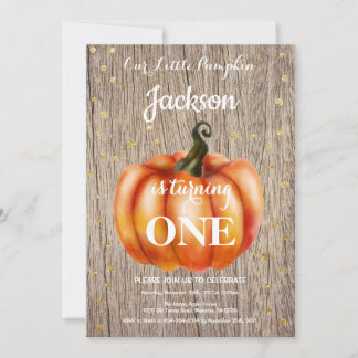 Rustic Pumpkin Fall Geburtstag Einladung Gold