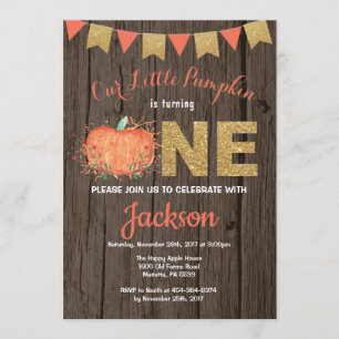 Rustic Pumpkin Fall Geburtstag Einladung Gold