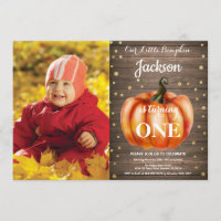 Rustic Pumpkin Fall Geburtstag Einladung Gold