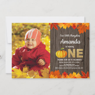Rustic Pumpkin Fall Geburtstag Einladung Gold