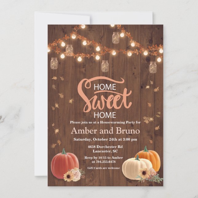 Rustic Pumpkin Fall Housewarming Einladung (Vorderseite)