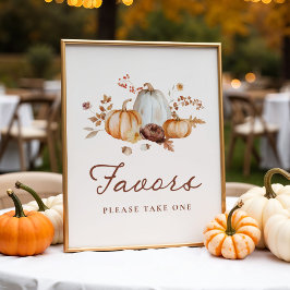 Rustic Pumpkin Floral Brautparty Favoriten Zeichen Poster