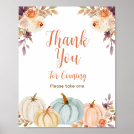 Rustic Pumpkin Floral Vielen Dank für Ihr Kommen P Poster