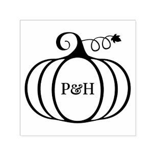 Rustic Pumpkin Frame 2 Initial Couple Monogram Permastempel