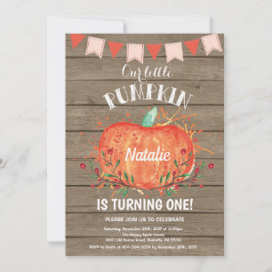 Rustic Pumpkin Geburtstag Einladung Pink