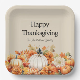 Rustic Pumpkin glücklich Thanksgiving Personalisie Pappteller