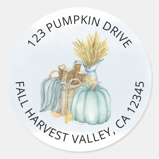Rustic Pumpkin New Address Classic Round Sticker (Vorderseite)