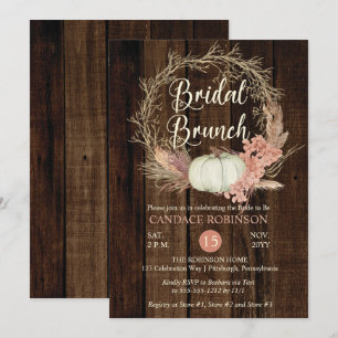 Rustic Pumpkin Pampas Wreath Bridal Brunch Dusche Einladung