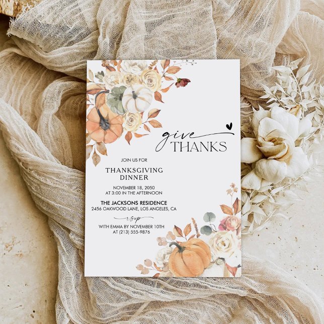 Rustic Pumpkin Thanksgiving Dinner Invitation Save The Date (Von Creator hochgeladen)