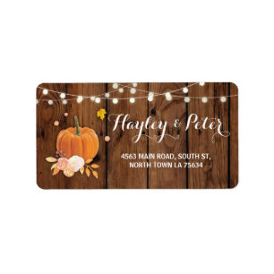 Rustic Pumpkin Wood Address Light Labels Stickers Adressaufkleber