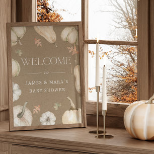 Rustic Pumpkins Fall Baby Dusche Begrüßungszeichen Poster