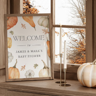 Rustic Pumpkins Fall Baby Dusche Begrüßungszeichen Poster