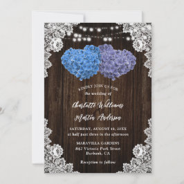 Rustic Purple and Blue Floral Wedding Invitation Einladung
