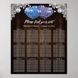 Rustic Purple Blue Floral Wedding Seating Chart 12 Poster