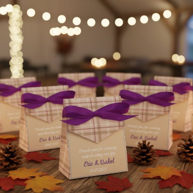 Rustic purple checkered favor boxes  geschenkschachtel (Von Creator hochgeladen)