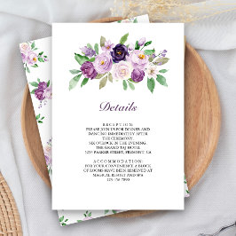 Rustic Purple Floral Wedding Details Begleitkarte