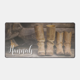 Rustic Ranch Cowboy Boots für zwei Monogramm Schreibtischunterlage