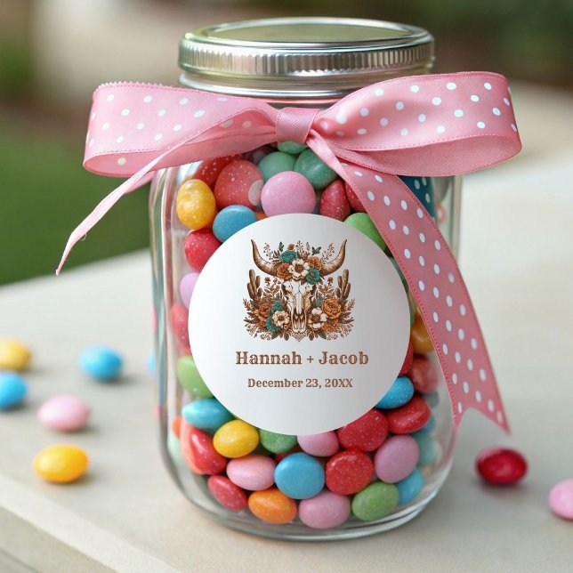 Rustic Ranch Western Country Cowboy Wedding Runder Aufkleber (Von Creator hochgeladen)