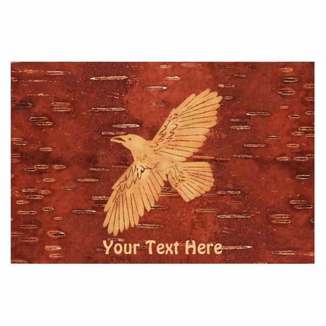 Rustic Raven On Inner Birch Bark Fotoskulptur Magnet (Vorne)