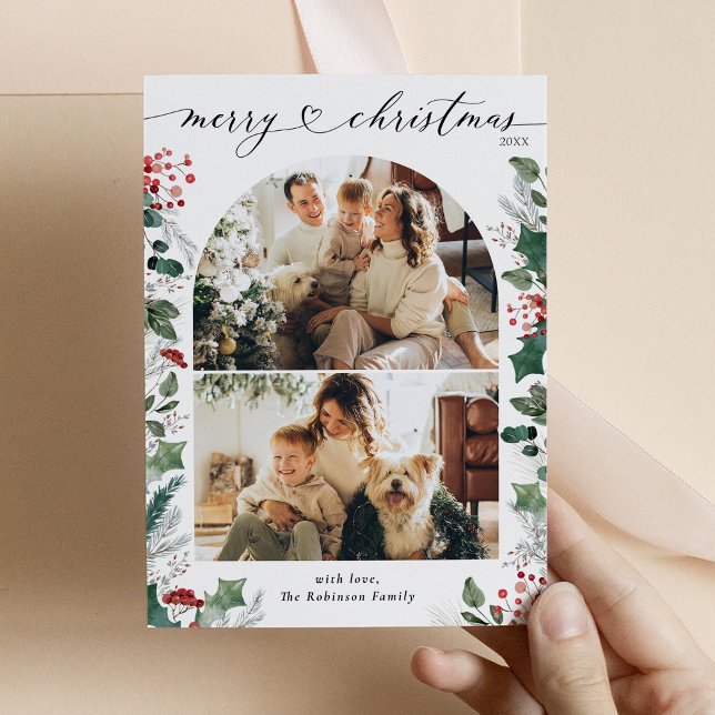 Rustic Red 2 Photo Arch Joyeuse carte de Noël (Créateur téléchargé)