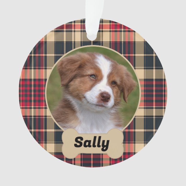 Rustic Red and Tan Tartan Plaid Custom Dog Photo (devant)