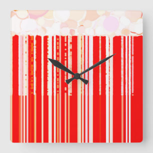 Rustic Red and White Quadratische Wanduhr